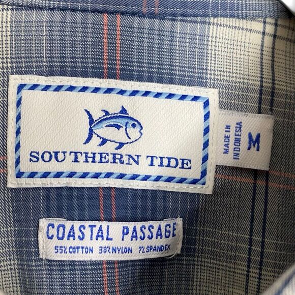 Southern Tide Shirt Mens M Plaid Coastal Passage Blue Long Sleeve Button Down - Picture 3 of 10